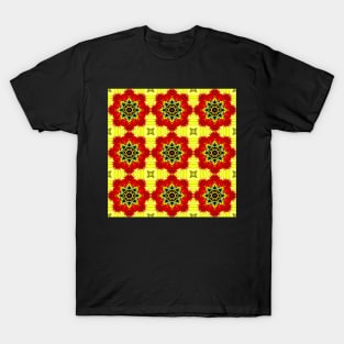 Red Yellow Chrysanthemum Pattern Number 24 T-Shirt